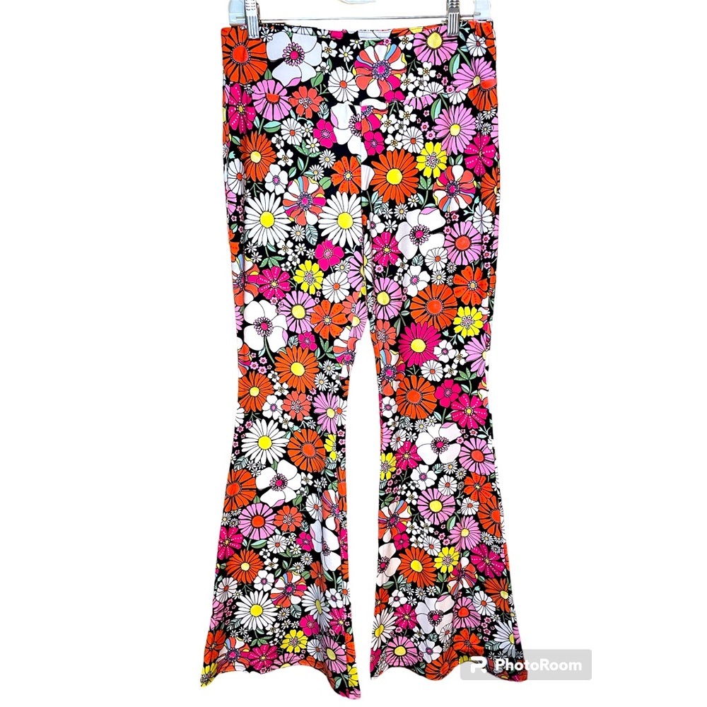 No Boundaries Floral Boot Cut Pants - Multicolor